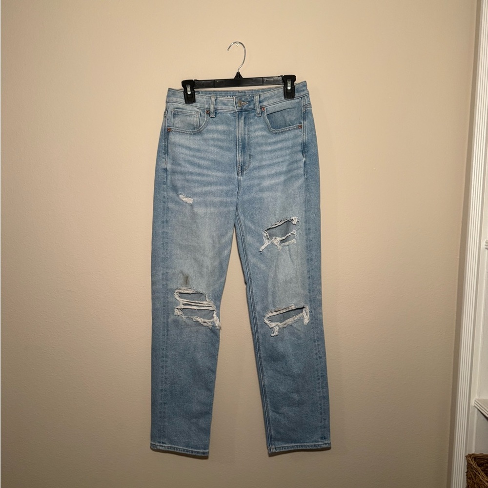 American Eagle Outfitters Women's Light Blue Straight Leg Jeans